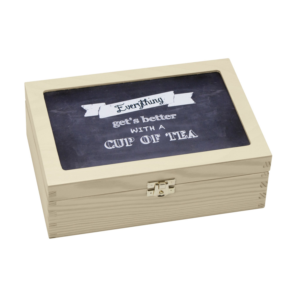 Teabox "Everything gets better..." - Kreidetafel-Optik